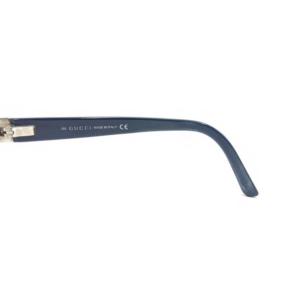 Gucci Gunmetal Silver Navy Blue Rectangle Eyeglasses Frames 135 Italy Men Women - Picture 9 of 12